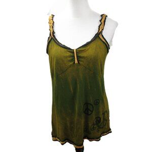 Rising International "Peace" Tie Dye Knit Tank Top Size Large